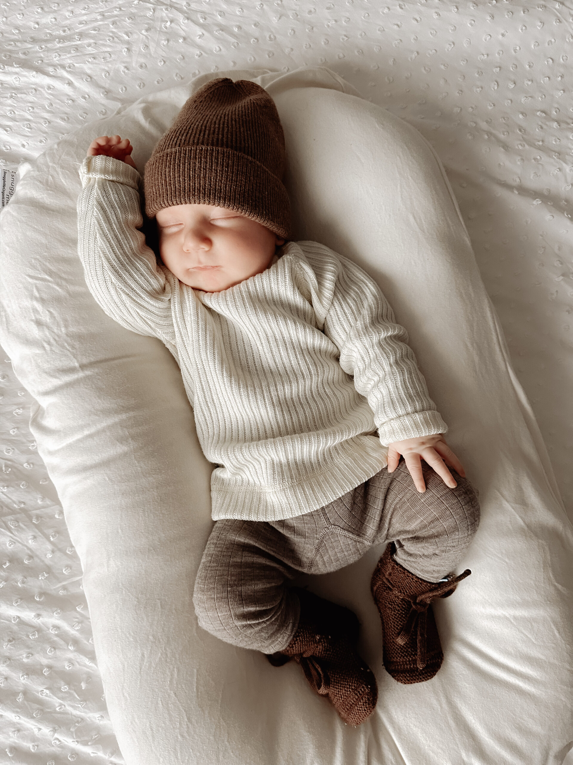 Hvid Beanie Mocha | Newborn (0-6m) - Afbeelding 2