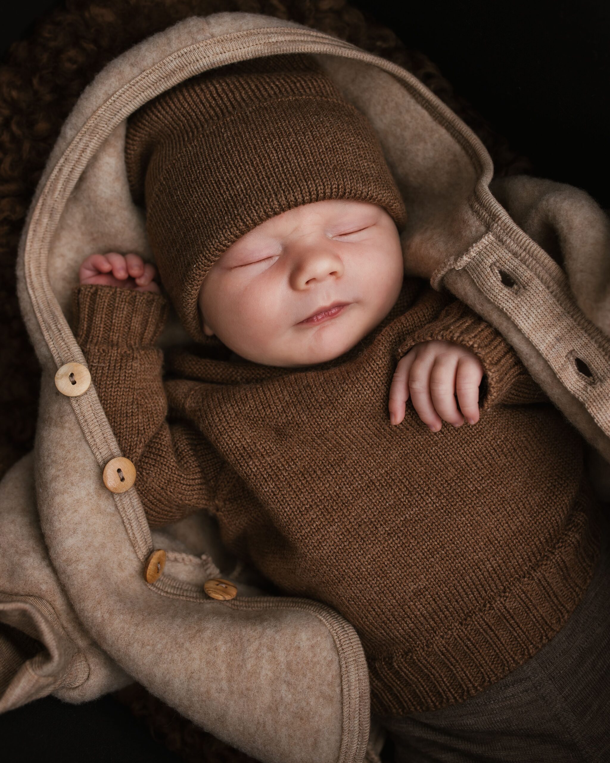Hvid Beanie Mocha | Newborn (0-6m) - Afbeelding 3