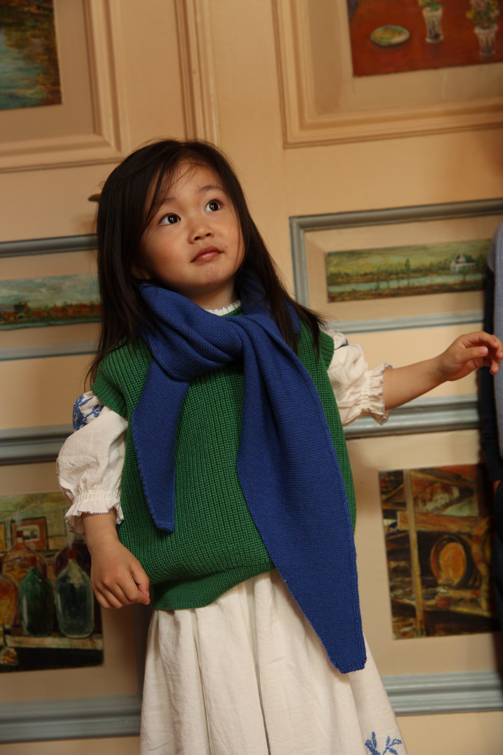 Hvid Scarf Josephina Cobalt Blue - Afbeelding 4