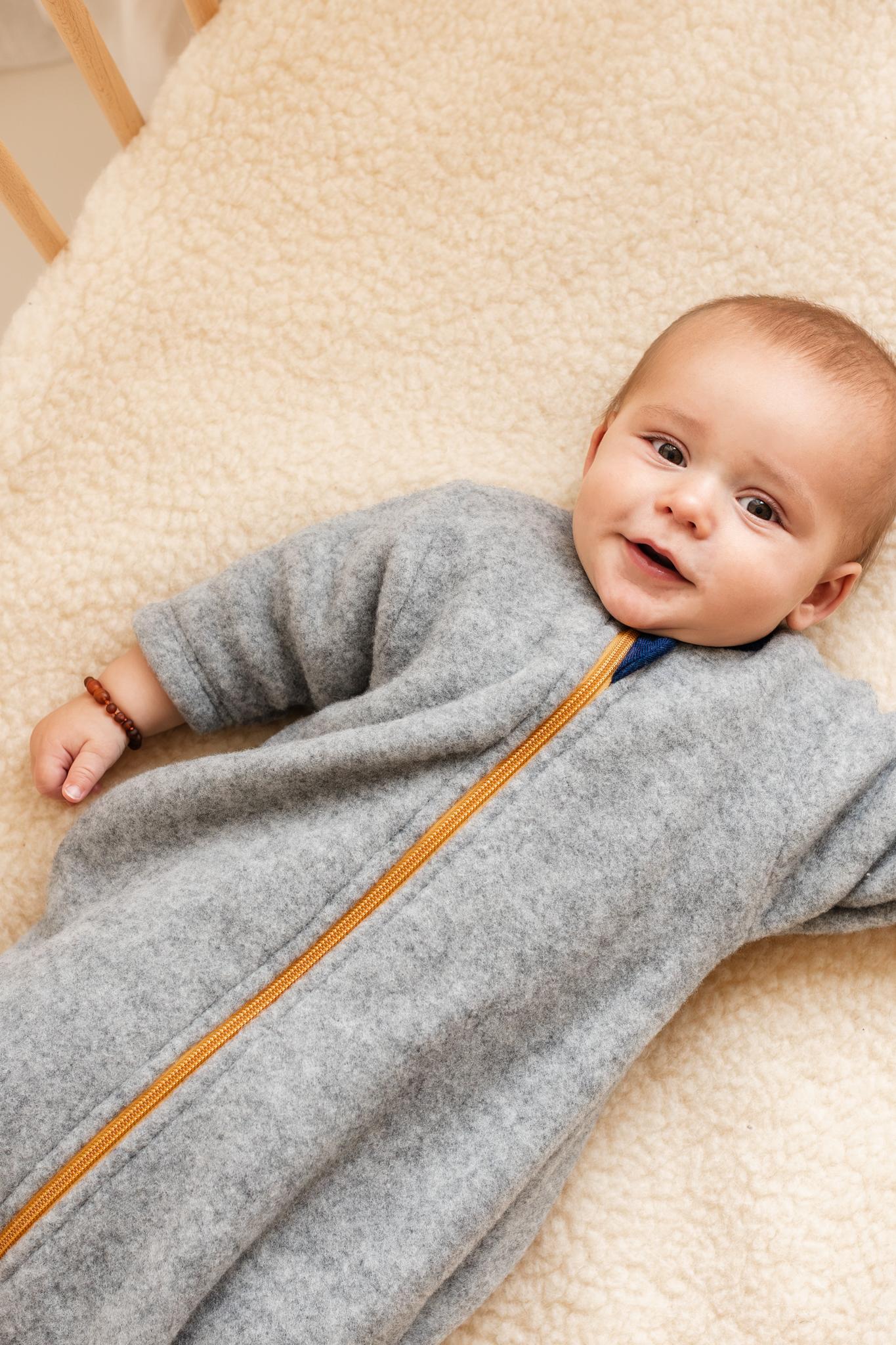 Engel Natur Wolfleece Slaapzak Met Rits - Light Grey Melange - Afbeelding 3